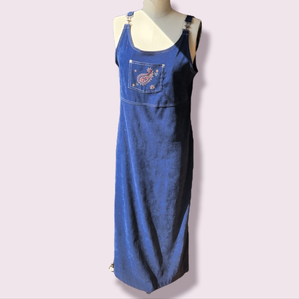 Vintage- 90s Maxi Overall Dress- Size M